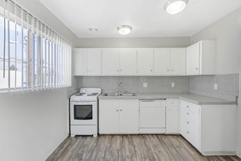 Kitchen with white cabinets
